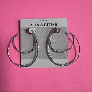 Alexis Bittar Intertwined Crystal Hoop Earrings In Rhodium NWT